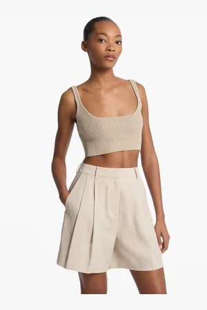 Michael Kors MK Ribbed Stretch Cotton Tank Top - - Michael Kors