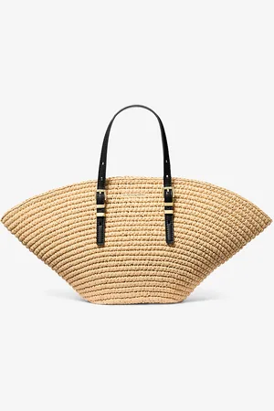 Michael Kors MK Isa Small Hand-Crocheted Straw Tote Bag - - Michael Kors