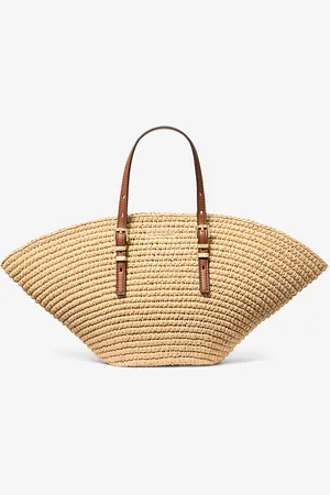 Michael Kors MK Isa Small Hand-Crocheted Straw Tote Bag - - Michael Kors