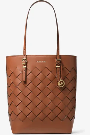 Michael Kors MK Quinn Large Woven Leather Tote Bag - - Michael Kors