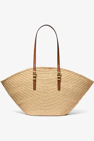 Michael Kors MK Isa Large Hand-Crocheted Straw Tote Bag - - Michael Kors