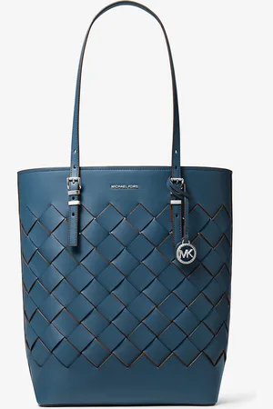 Michael Kors MK Quinn Large Woven Leather Tote Bag - - Michael Kors