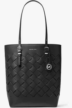 Michael Kors MK Quinn Large Woven Leather Tote Bag - - Michael Kors