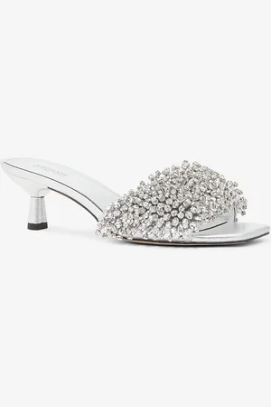 Michael Kors MK Amal Crystal Embellished Metallic Leather Kitten Heel - - Michael Kors