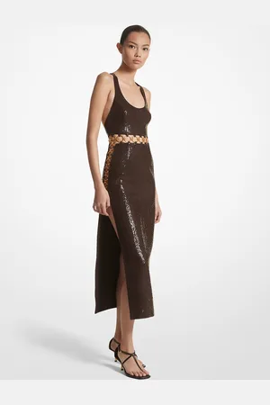 Michael Kors MK Hand-Embroidered Sequin Double Crepe Sablé Ring Dress - - Michael Kors