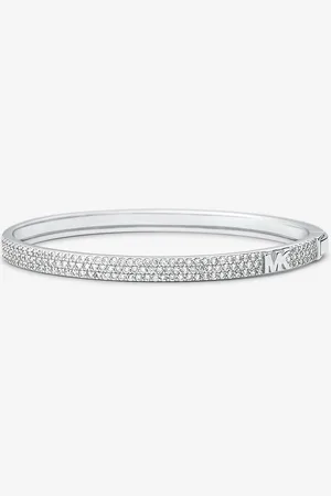 Michael Kors MK Precious Metal-Plated Sterling Pavé Logo Bangle -