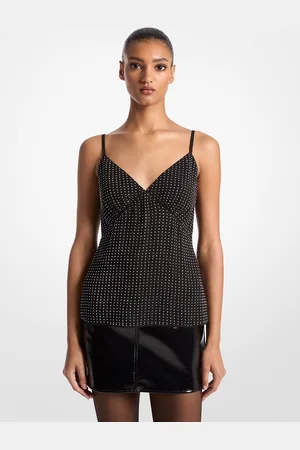 Michael Kors MK Rhinestone Georgette Camisole Tank Top - - Michael Kors