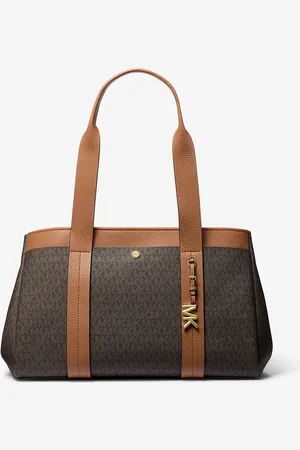 Michael Kors MK Romee Large Signature Logo and Leather Tote Bag - - Michael Kors