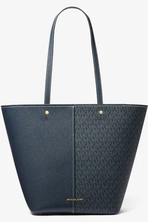 Michael Kors MK Flora Large Signature Logo and Leather Tote Bag - - Michael Kors