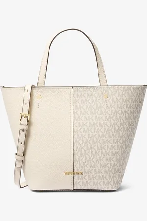 Michael Kors MK Flora Medium Signature Logo and Pebbled Leather Tote Bag - - Michael Kors