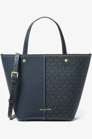 Michael Kors MK Flora Medium Signature Logo and Pebbled Leather Tote Bag - - Michael Kors