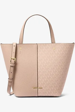 Michael Kors MK Flora Medium Signature Logo and Pebbled Leather Tote Bag - - Michael Kors