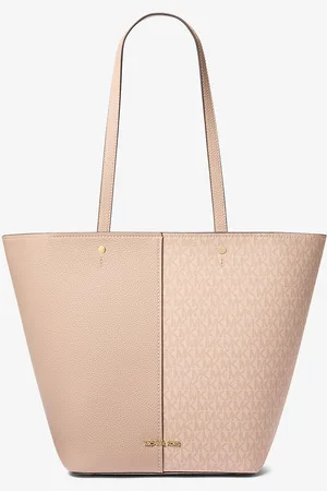 Michael Kors MK Flora Large Signature Logo and Leather Tote Bag - - Michael Kors