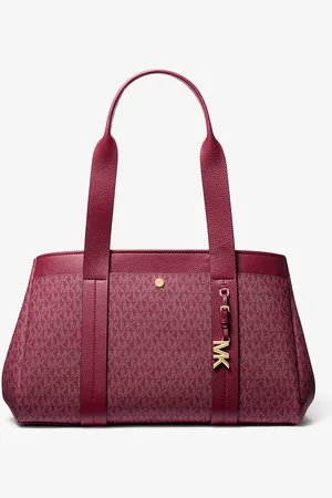 Michael Kors MK Romee Large Signature Logo and Leather Tote Bag - - Michael Kors