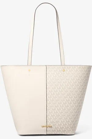 Michael Kors MK Flora Large Signature Logo and Leather Tote Bag - - Michael Kors