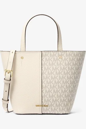 Michael Kors MK Flora Medium Signature Logo and Pebbled Leather Crossbody Bag - - Michael Kors