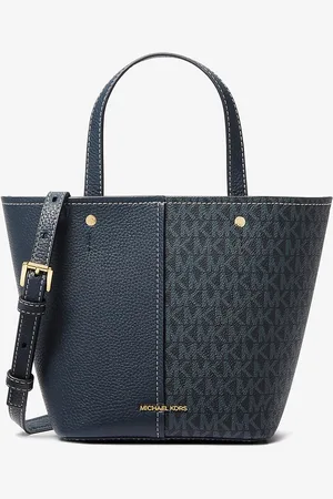 Michael Kors MK Flora Medium Signature Logo and Pebbled Leather Crossbody Bag - - Michael Kors