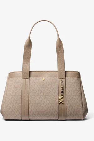 Michael Kors MK Romee Large Signature Logo and Leather Tote Bag - - Michael Kors