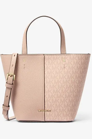 Michael Kors MK Flora Medium Signature Logo and Pebbled Leather Crossbody Bag - - Michael Kors