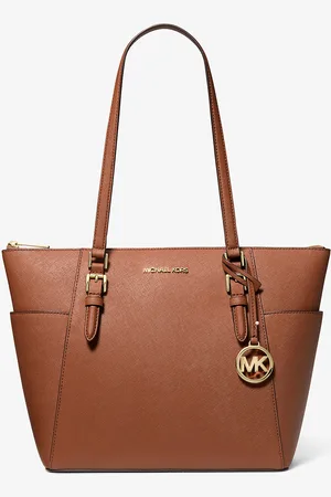 Michael Kors MK Charlotte Large Saffiano Leather Top-Zip Tote Bag - - Michael Kors