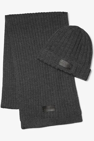 Michael Kors MK Ribbed Knit Beanie Hat and Scarf Set - - Michael Kors