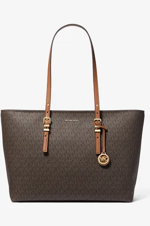Michael Kors MK Quinn Large Signature Logo and Leather Tote Bag - - Michael Kors