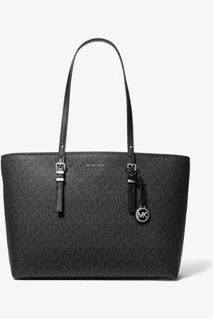Michael Kors MK Quinn Large Signature Logo and Leather Tote Bag - - Michael Kors