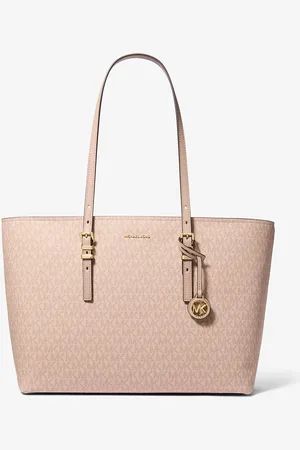 Michael Kors MK Quinn Large Signature Logo and Leather Tote Bag - - Michael Kors