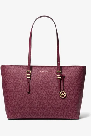 Michael Kors MK Quinn Large Signature Logo and Leather Tote Bag - - Michael Kors