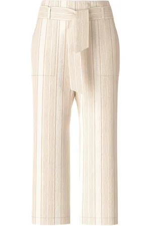 Marc Cain Cropped Trousers, female, , L, Striped Linen Paperbag Trousers