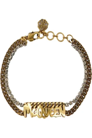 Alexander McQueen Bracelets, female, , ONE SIZE, Graffiti Chunky Bracelet - Antic Gold - Metal