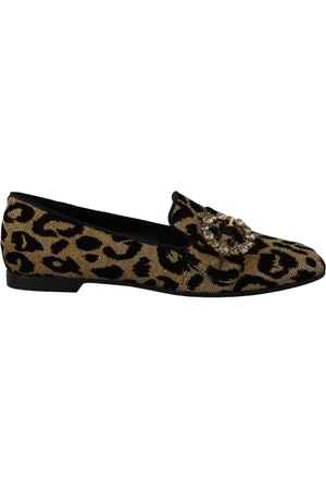 Dolce & Gabbana Loafers, female, , 3 1/2 UK, Leopard Print Crystal Loafers