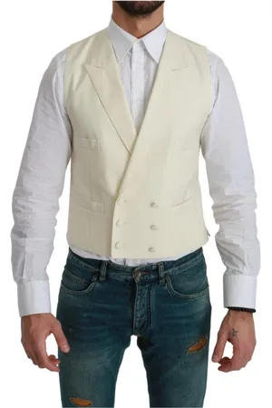 Dolce & Gabbana Cream Off- Formal Wool Vest