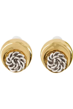 Marine Serre Earrings, female, , ONE SIZE, Gold Moon Earrings - Regenerated Buttons