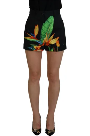 Dolce & Gabbana Short Shorts, female, , 2XS, Leaves Print High Waist Hot Trousers Shorts