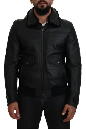 Dolce & Gabbana Leather Jackets, male, , XL, Lamb Leather Collared Mens Jacket
