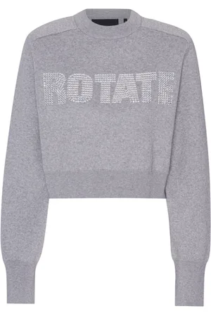 ROTATE Sweatshirts, female, , XS, Crystal Embellished Grey Jumper