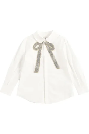 Lanvin Long Sleeve Cotton Shirt with Sequin Bow