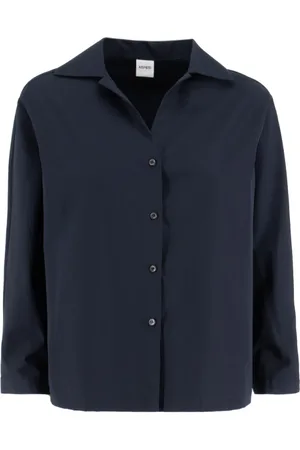 Aspesi Navy Cotton Blouse with Logo Buttons