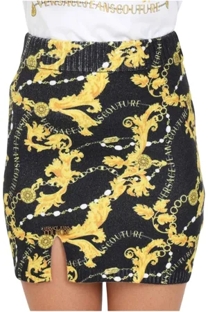 VERSACE Short Skirts, female, , L, Baroque Print Slim Fit Skirt