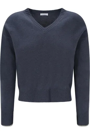 Brunello Cucinelli V-neck Knitwear, female, , M, Cashmere Jumper with Long Sleeves