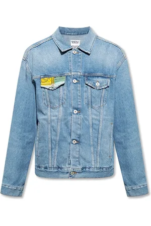 MARCELO BURLON Denim Jackets, male, , S, Cotton Jacket with Logo Print