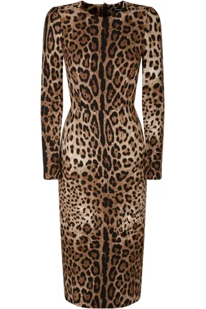 Dolce & Gabbana Midi Dresses, female, , S, Leopard Print Midi Dress