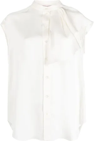 Alexander McQueen Shirts, female, , 2XS, Elegant Ivory Silk Shirt