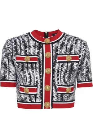 Balmain Jacquard Monogrammed Crop Top