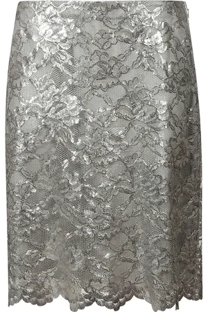 Aspesi Short Skirts, female, , XS, Silver Crochet Lace Skirt