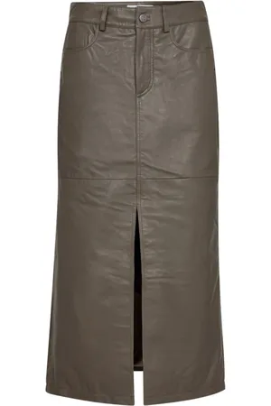 Co`Couture Leather Slit Skirt with Pockets