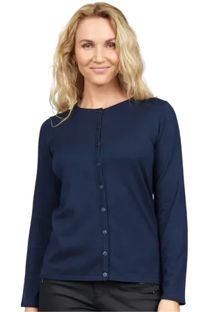 2-Biz Cardigans, female, , M, Navy Cardigan with Button Closure