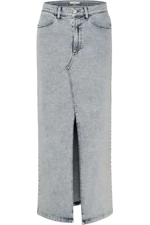 Gestuz Maxi Skirts, female, , 2XL, Denim Maxi Skirt with High Waist and Front Slit