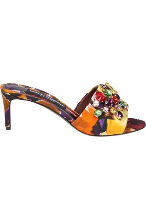 Dolce & Gabbana Multicolour Brocade Slipper with Colored Stones